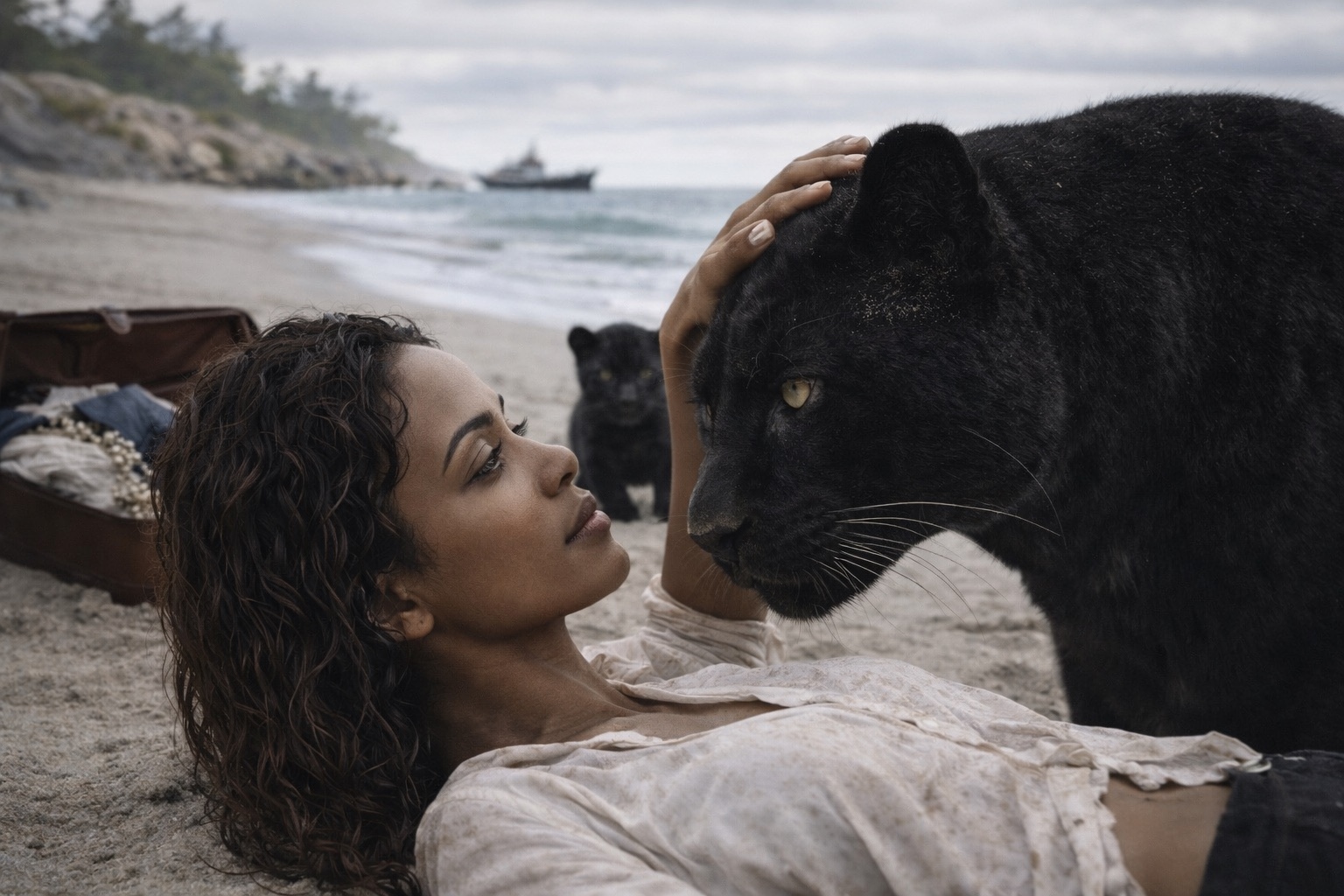 Patrice and the panther — a moment of stillness and trust.